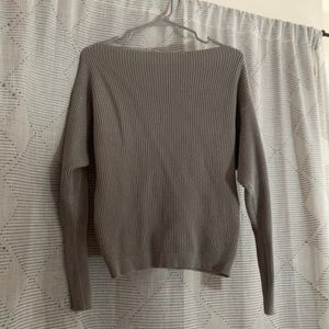 Vicicollection off the shoulder sage waffle knit sweater